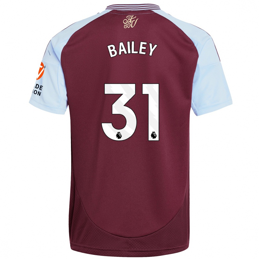 Kids Football Leon Bailey #31 Burgundy Sky Blue Home Jersey 2024/25 T-Shirt