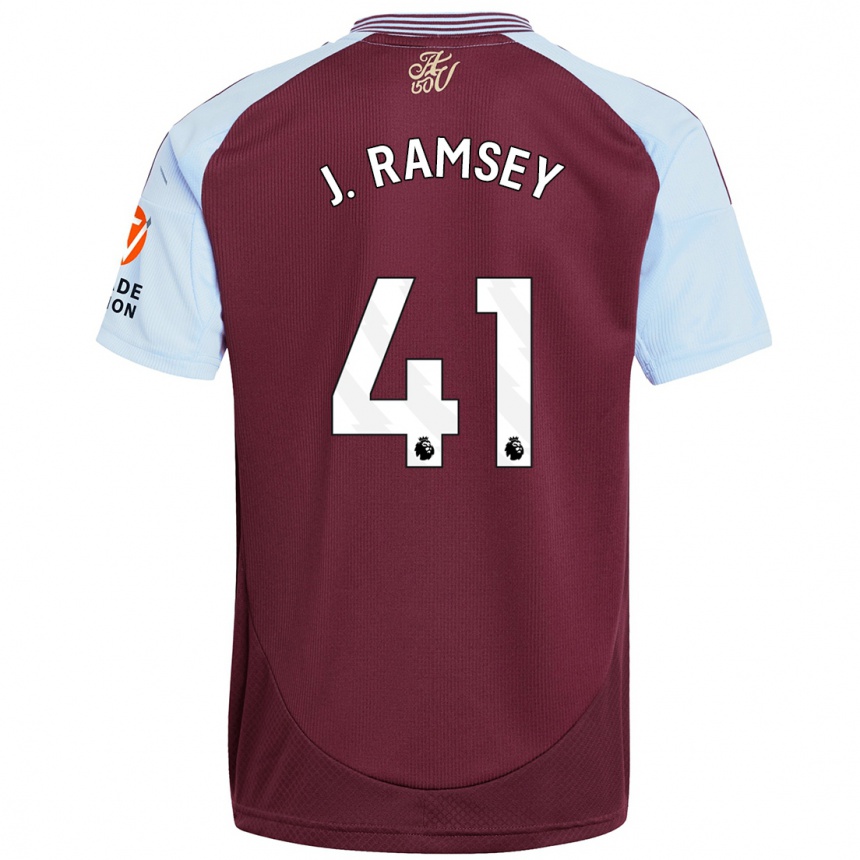 Kids Football Jacob Ramsey #41 Burgundy Sky Blue Home Jersey 2024/25 T-Shirt