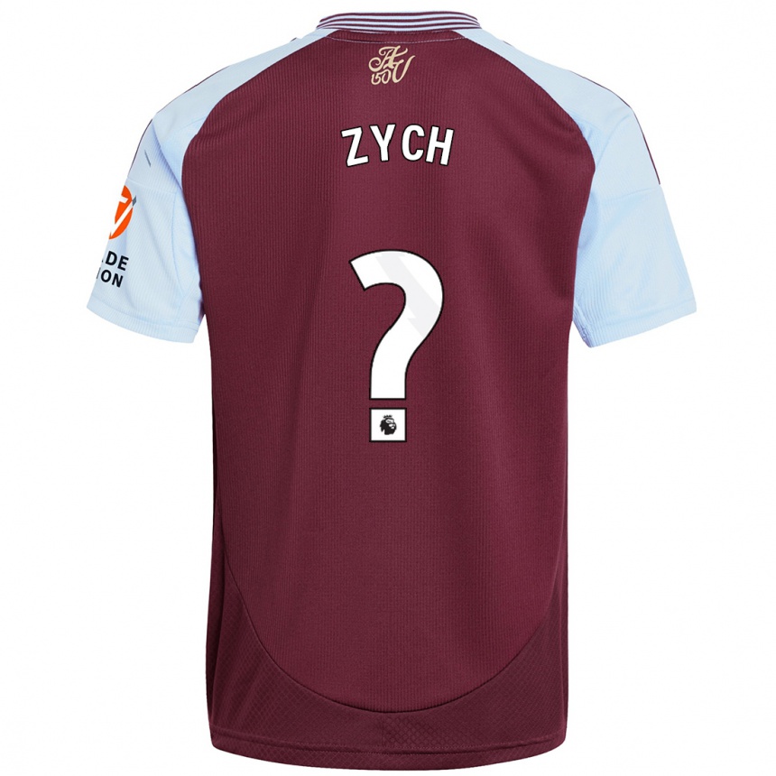 Kids Football Oliwier Zych #0 Burgundy Sky Blue Home Jersey 2024/25 T-Shirt