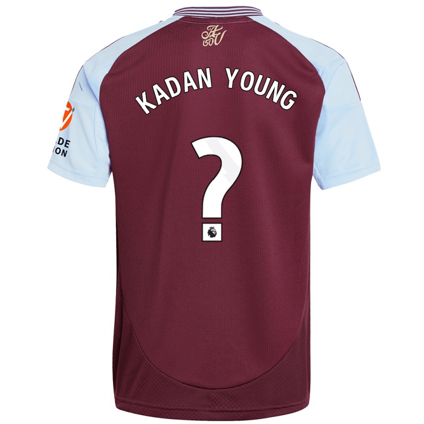 Kids Football Kadan Young #0 Burgundy Sky Blue Home Jersey 2024/25 T-Shirt