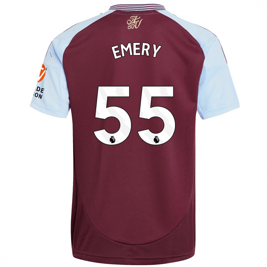 Kids Football Lander Emery #55 Burgundy Sky Blue Home Jersey 2024/25 T-Shirt