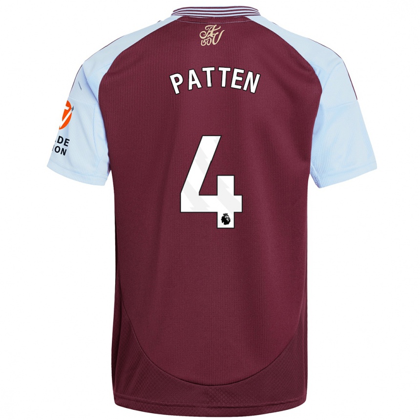 Kids Football Anna Patten #4 Burgundy Sky Blue Home Jersey 2024/25 T-Shirt