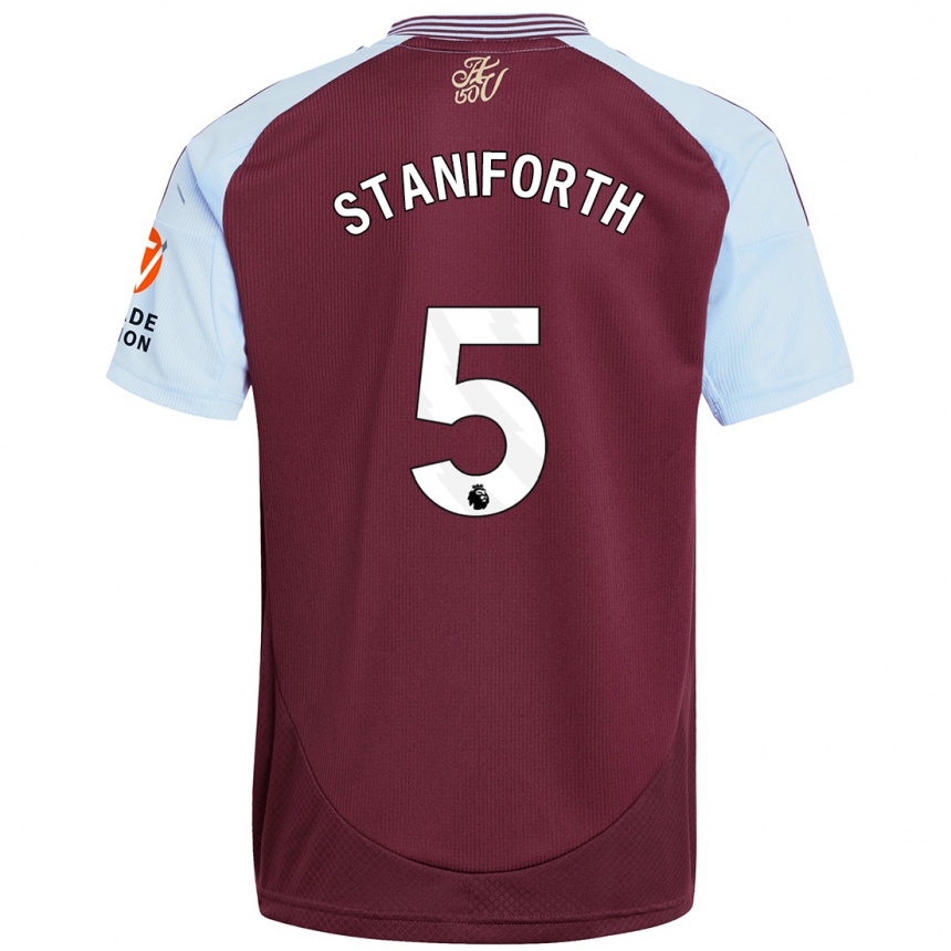 Kids Football Lucy Staniforth #5 Burgundy Sky Blue Home Jersey 2024/25 T-Shirt