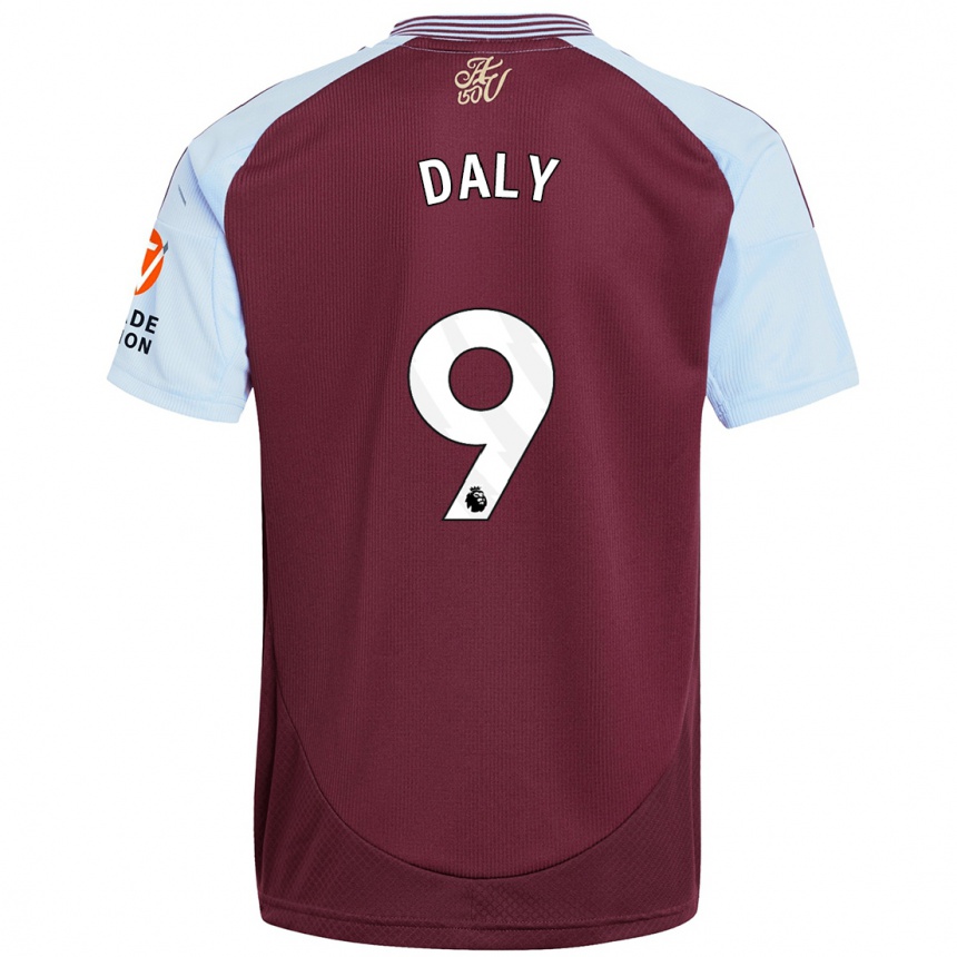 Kids Football Rachel Daly #9 Burgundy Sky Blue Home Jersey 2024/25 T-Shirt