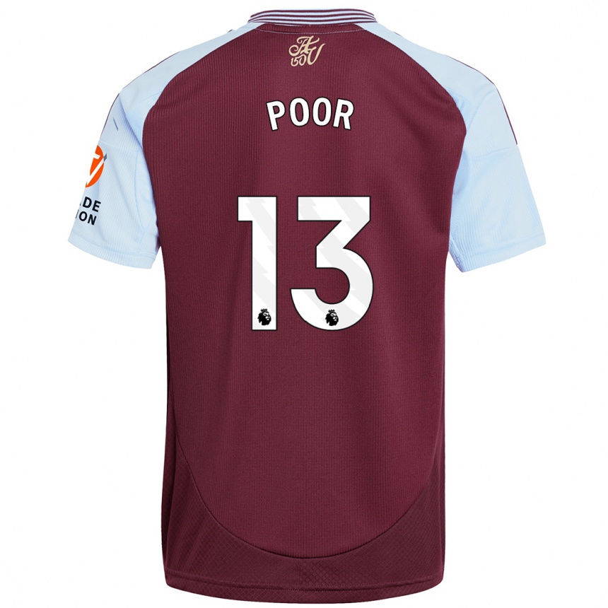 Kids Football Sophia Poor #13 Burgundy Sky Blue Home Jersey 2024/25 T-Shirt