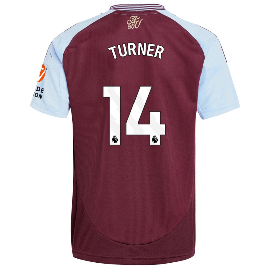 Kids Football Danielle Turner #14 Burgundy Sky Blue Home Jersey 2024/25 T-Shirt