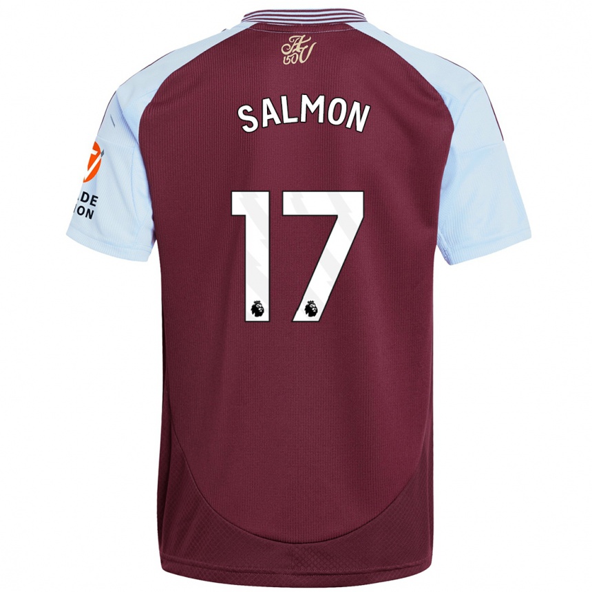 Kids Football Ebony Salmon #17 Burgundy Sky Blue Home Jersey 2024/25 T-Shirt