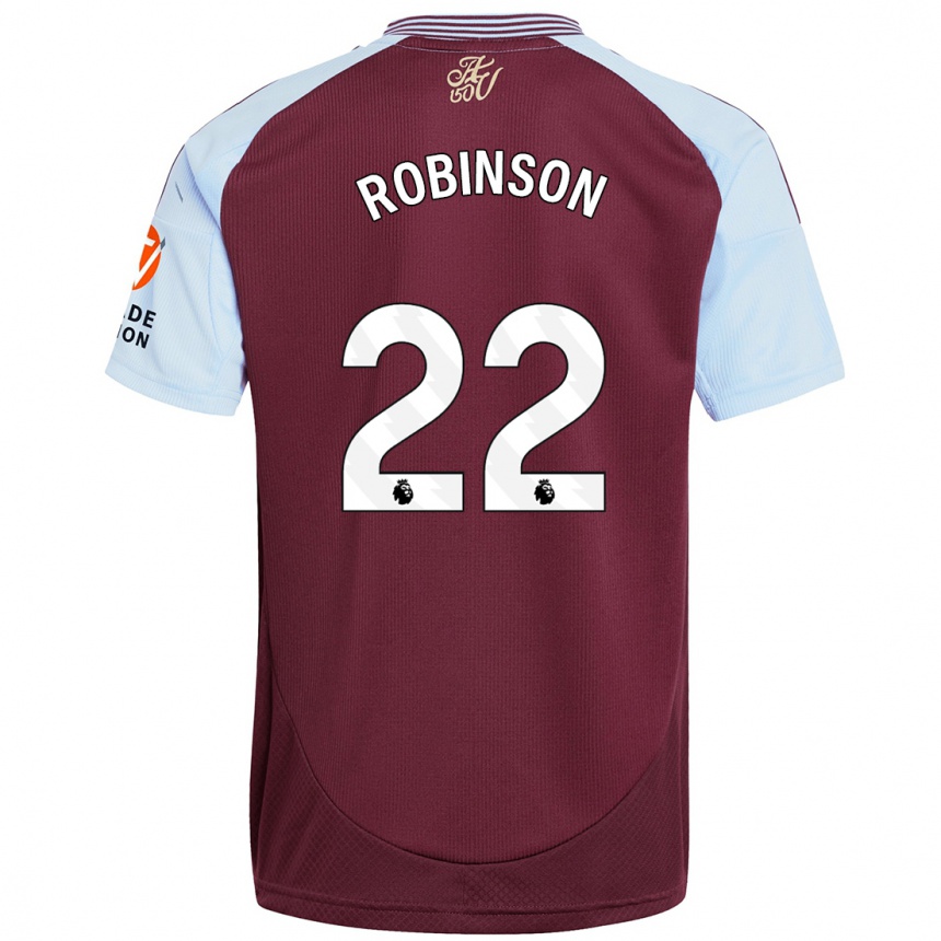 Kids Football Katie Robinson #22 Burgundy Sky Blue Home Jersey 2024/25 T-Shirt