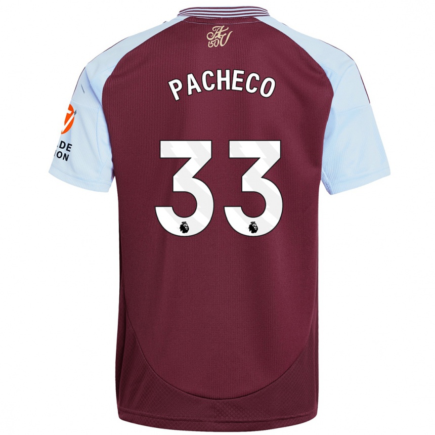 Kids Football Maz Pacheco #33 Burgundy Sky Blue Home Jersey 2024/25 T-Shirt