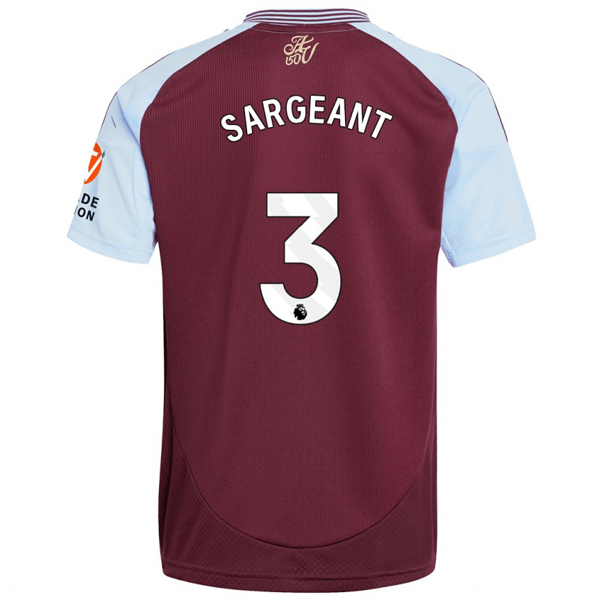 Kids Football Meaghan Sargeant #3 Burgundy Sky Blue Home Jersey 2024/25 T-Shirt