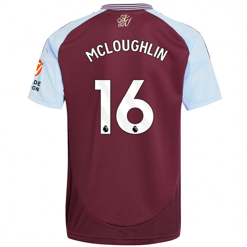 Kids Football Olivia Mcloughlin #16 Burgundy Sky Blue Home Jersey 2024/25 T-Shirt