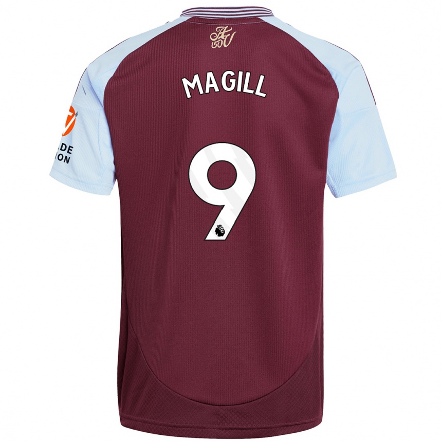 Kids Football Simone Magill #9 Burgundy Sky Blue Home Jersey 2024/25 T-Shirt