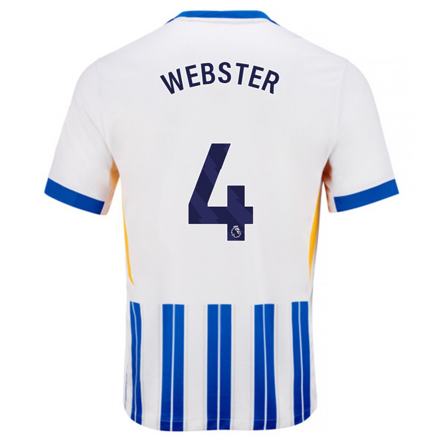 Kids Football Adam Webster #4 White Blue Pinstripes Home Jersey 2024/25 T-Shirt