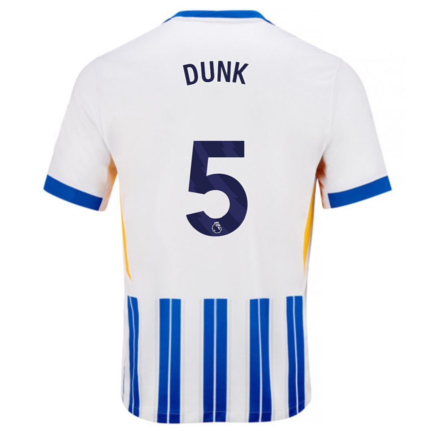 Kids Football Lewis Dunk #5 White Blue Pinstripes Home Jersey 2024/25 T-Shirt