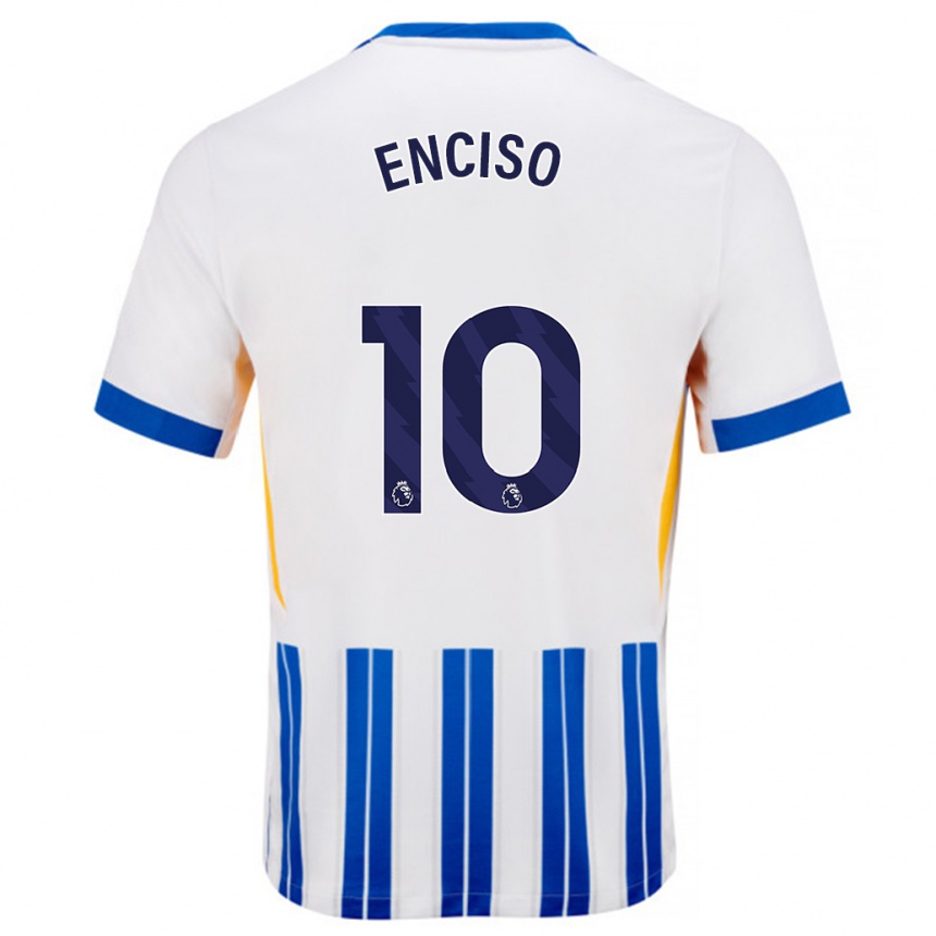 Kids Football Julio Enciso #10 White Blue Pinstripes Home Jersey 2024/25 T-Shirt