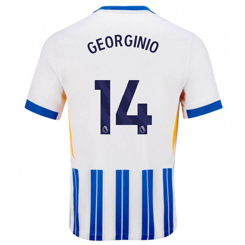 Kids Football Georginio Rutter #14 White Blue Pinstripes Home Jersey 2024/25 T-Shirt