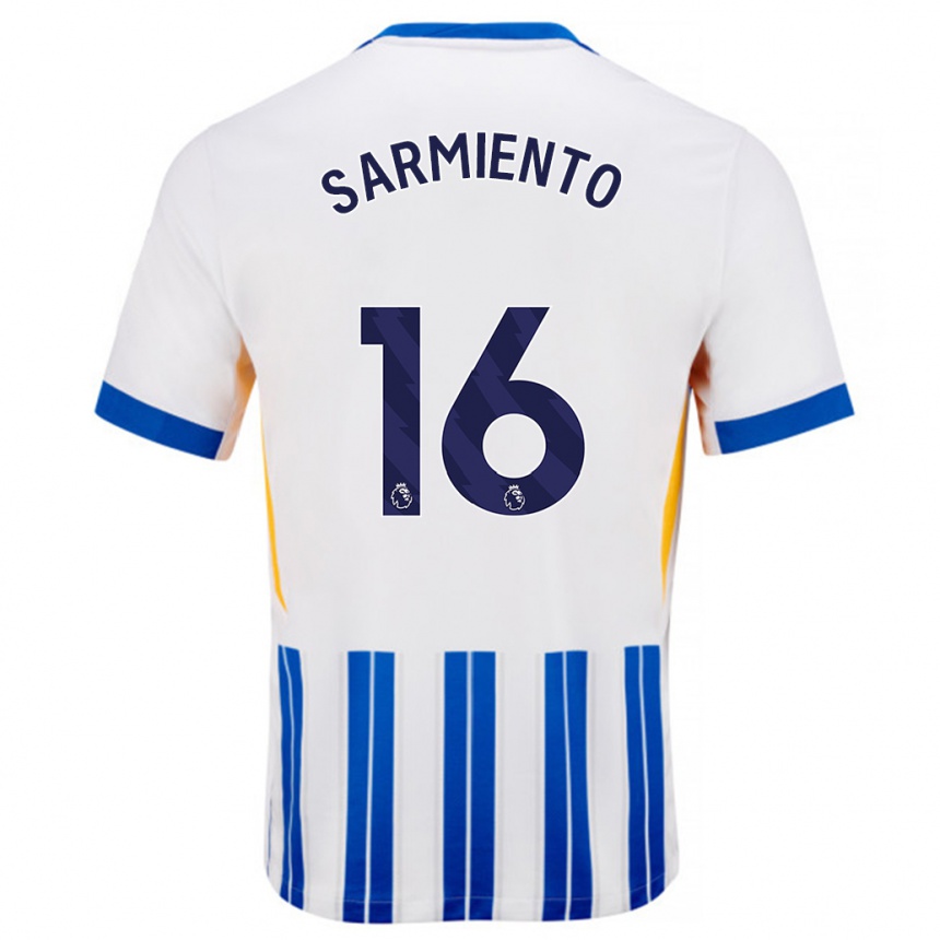 Kids Football Jeremy Sarmiento #16 White Blue Pinstripes Home Jersey 2024/25 T-Shirt