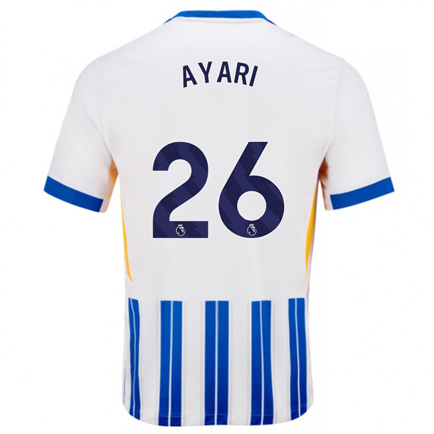 Kids Football Yasin Ayari #26 White Blue Pinstripes Home Jersey 2024/25 T-Shirt