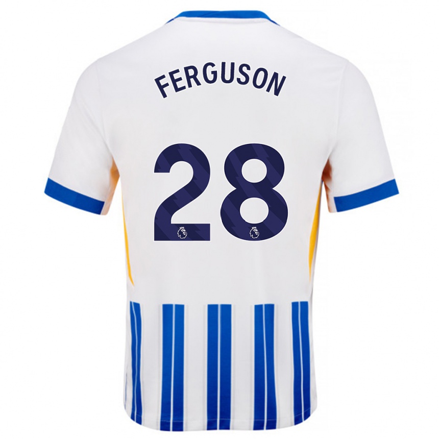 Kids Football Evan Ferguson #28 White Blue Pinstripes Home Jersey 2024/25 T-Shirt