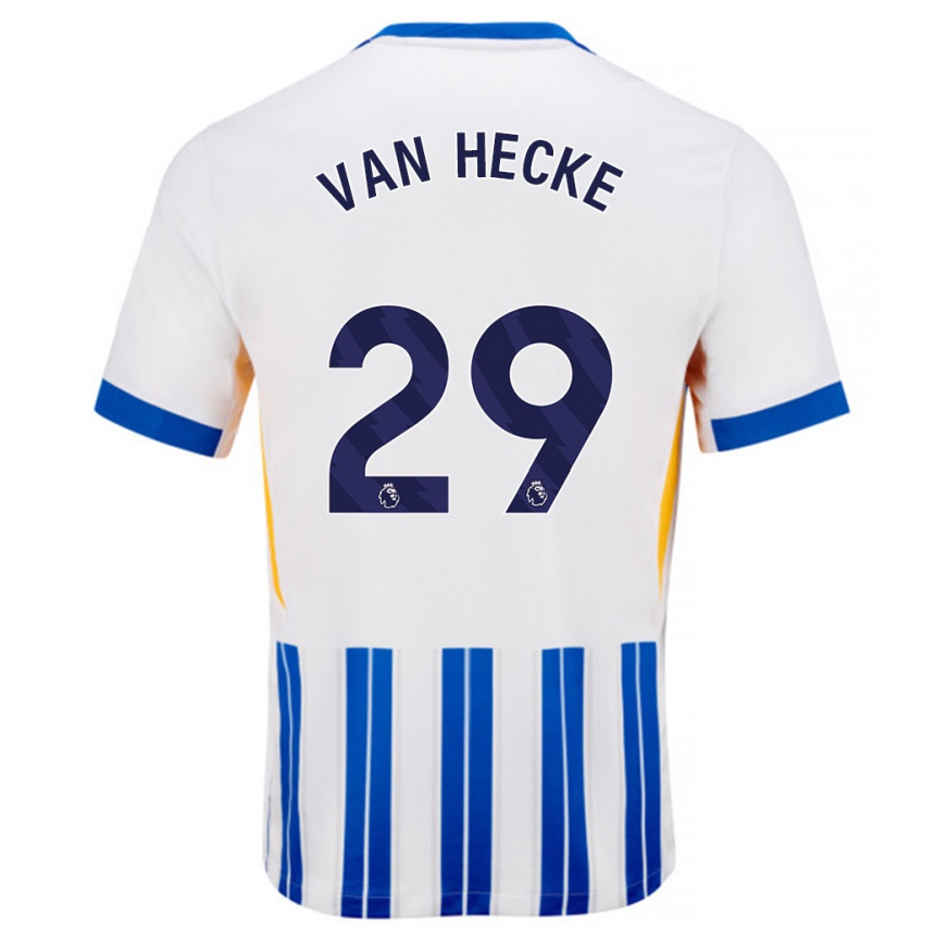 Kids Football Jan Paul Van Hecke #29 White Blue Pinstripes Home Jersey 2024/25 T-Shirt