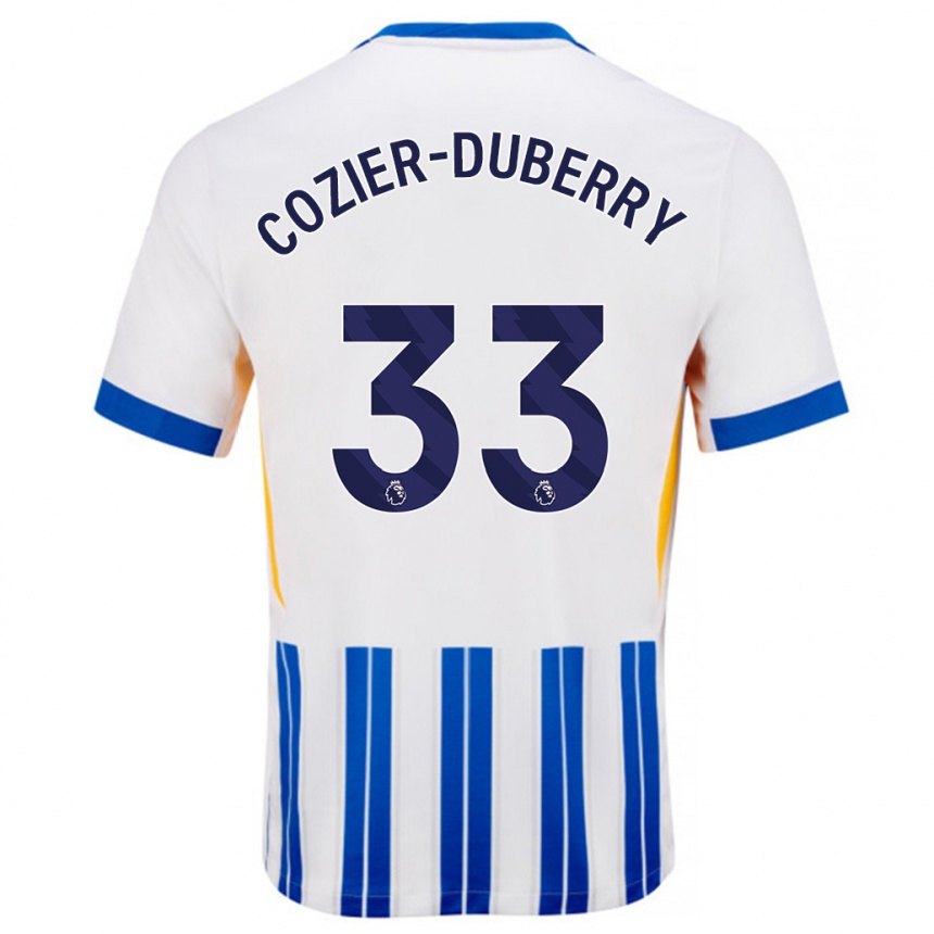 Kids Football Amario Cozier-Duberry #33 White Blue Pinstripes Home Jersey 2024/25 T-Shirt