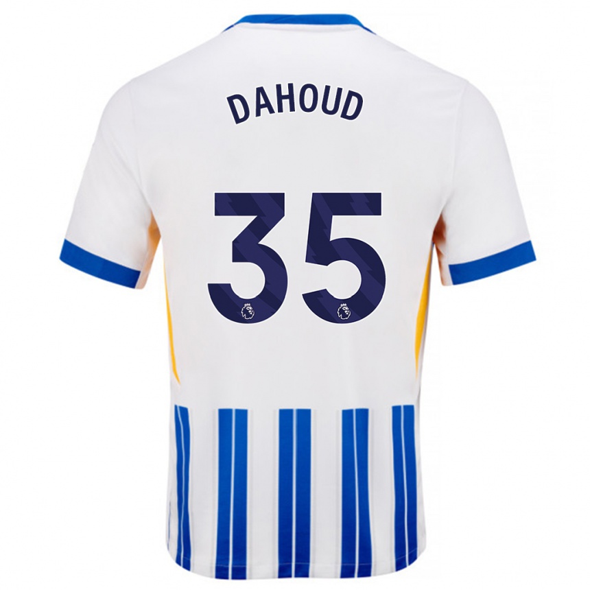 Kids Football Mahmoud Dahoud #35 White Blue Pinstripes Home Jersey 2024/25 T-Shirt