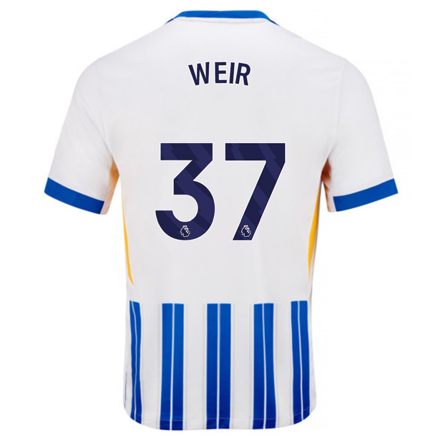 Kids Football Jensen Weir #37 White Blue Pinstripes Home Jersey 2024/25 T-Shirt