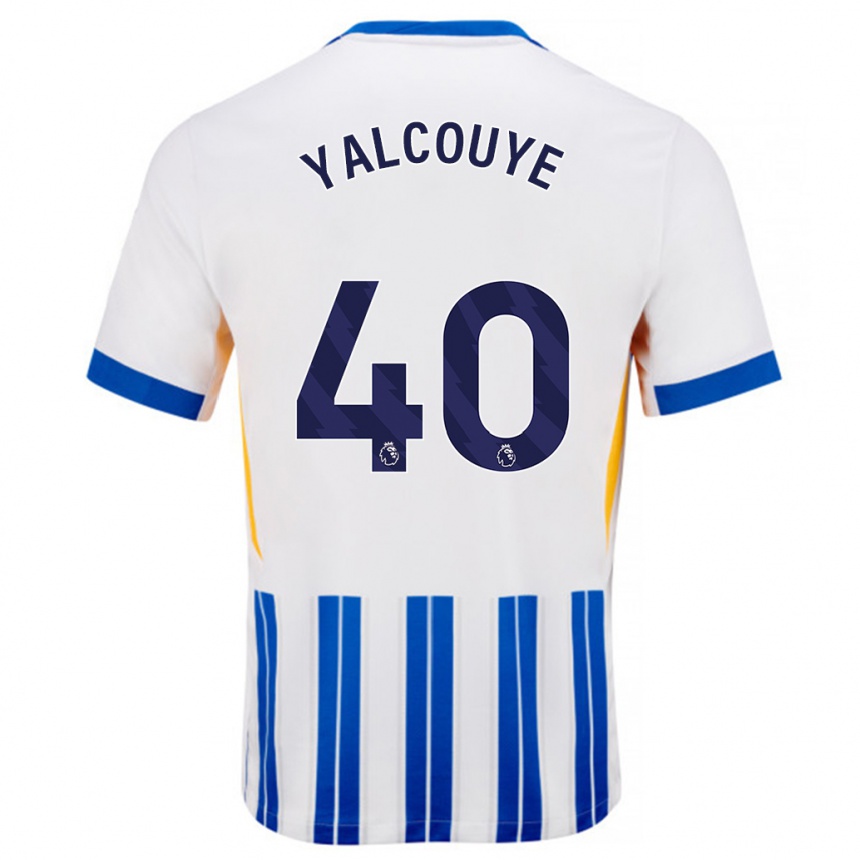 Kids Football Malick Junior Yalcouyé #40 White Blue Pinstripes Home Jersey 2024/25 T-Shirt