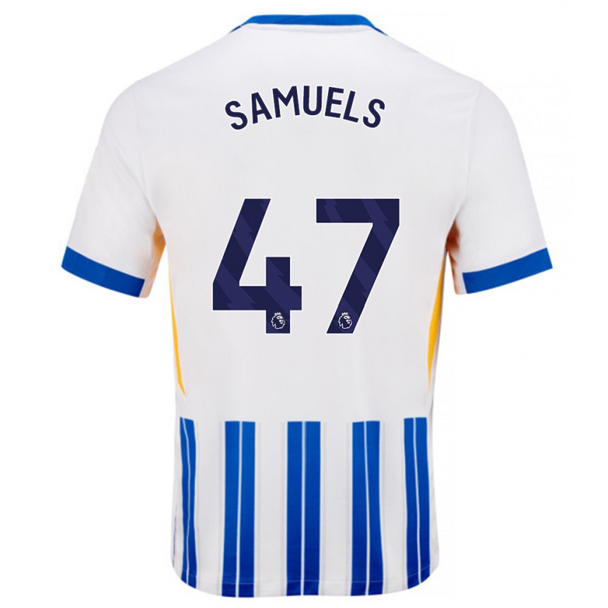 Kids Football Imari Samuels #47 White Blue Pinstripes Home Jersey 2024/25 T-Shirt