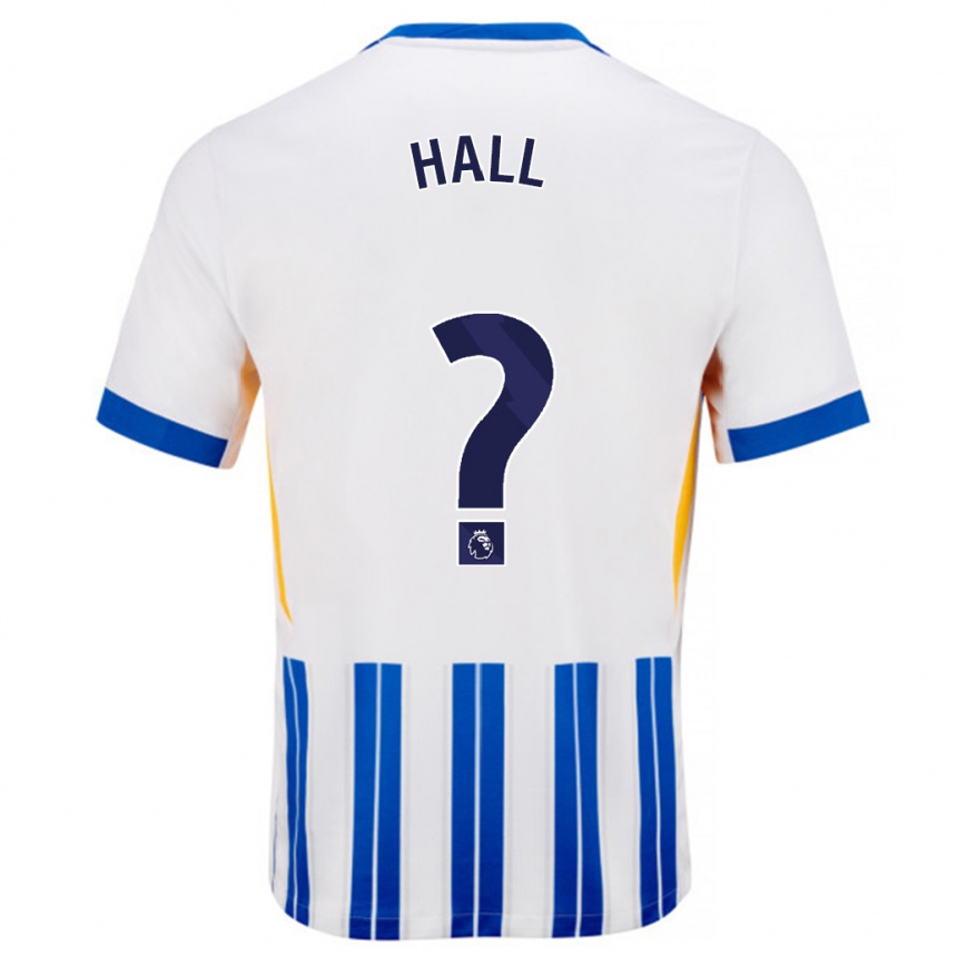 Kids Football Steven Hall #0 White Blue Pinstripes Home Jersey 2024/25 T-Shirt