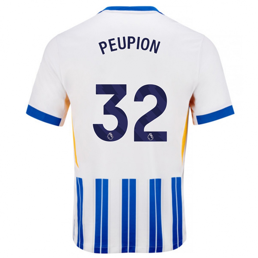 Kids Football Cameron Peupion #32 White Blue Pinstripes Home Jersey 2024/25 T-Shirt