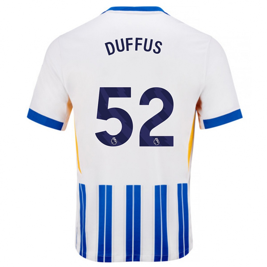 Kids Football Josh Duffus #52 White Blue Pinstripes Home Jersey 2024/25 T-Shirt