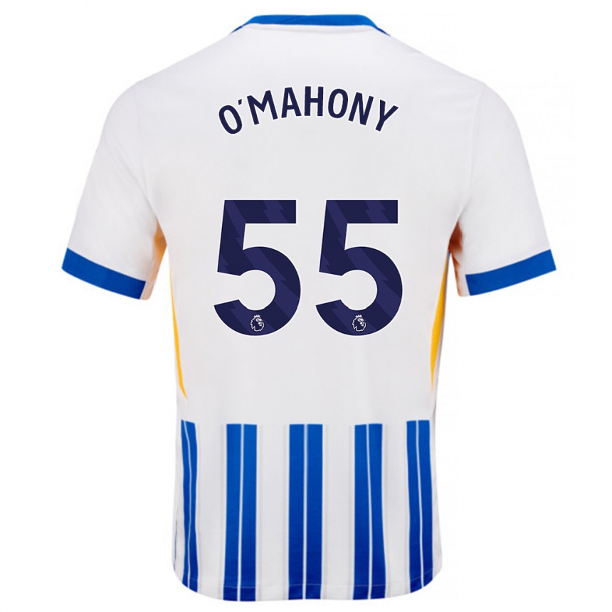 Kids Football Mark O'mahony #55 White Blue Pinstripes Home Jersey 2024/25 T-Shirt