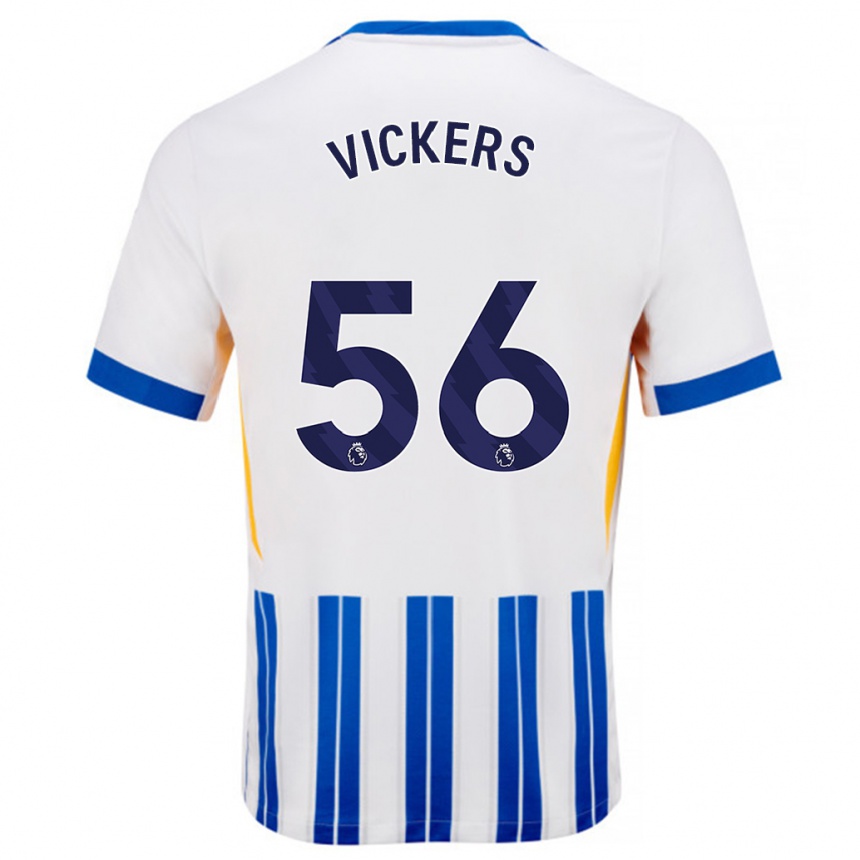 Kids Football Caylan Vickers #56 White Blue Pinstripes Home Jersey 2024/25 T-Shirt