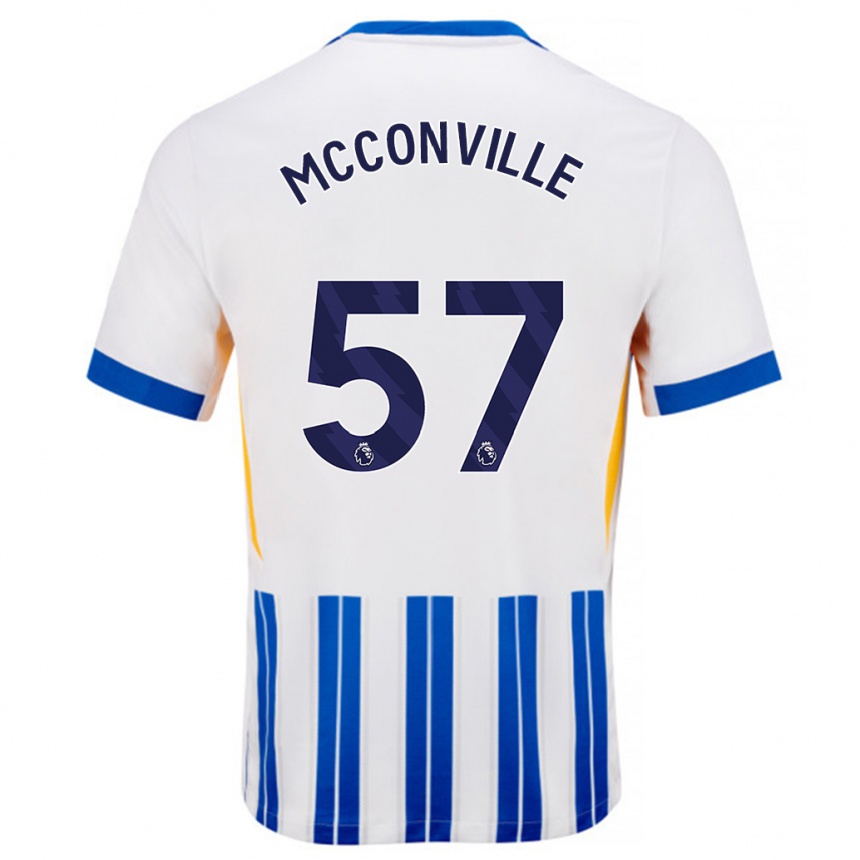 Kids Football Ruairi Mcconville #57 White Blue Pinstripes Home Jersey 2024/25 T-Shirt