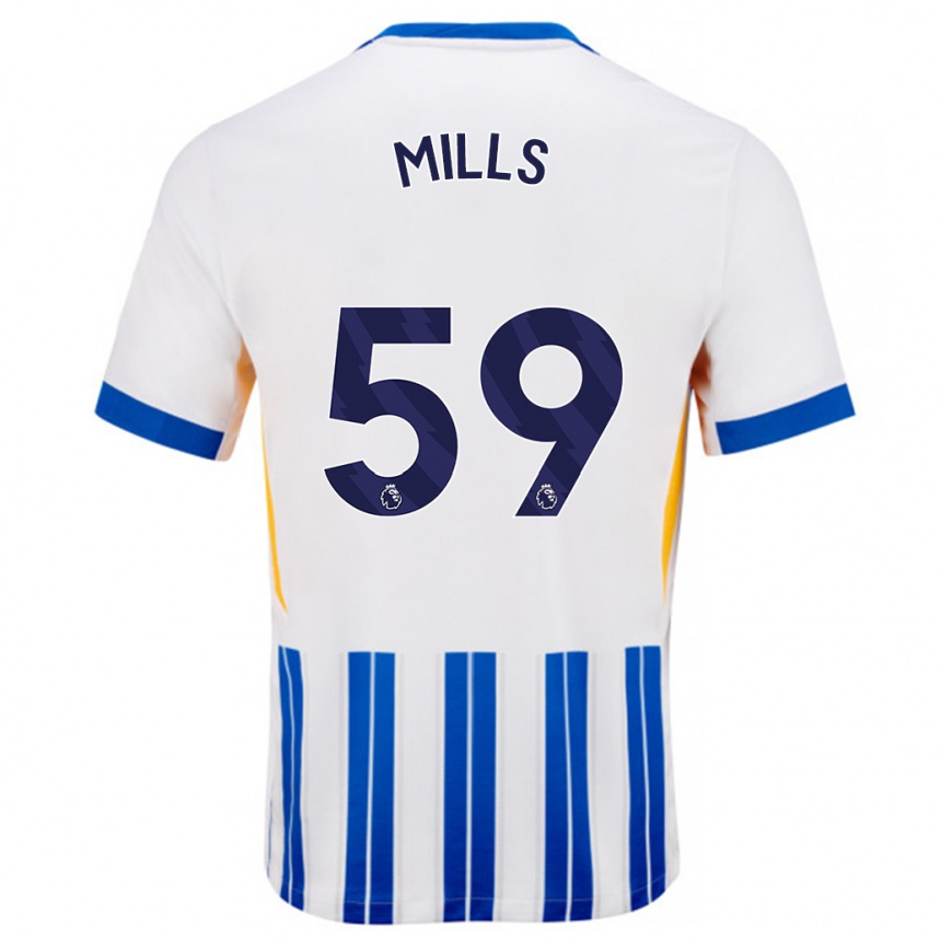 Kids Football Harry Mills #59 White Blue Pinstripes Home Jersey 2024/25 T-Shirt