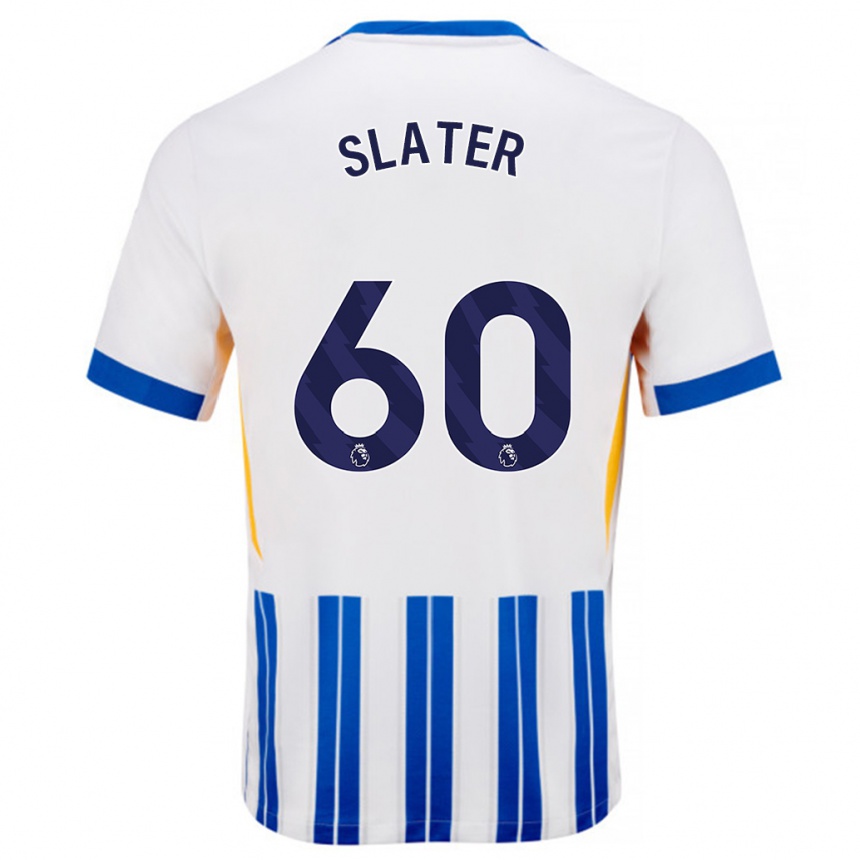 Kids Football Jacob Slater #60 White Blue Pinstripes Home Jersey 2024/25 T-Shirt