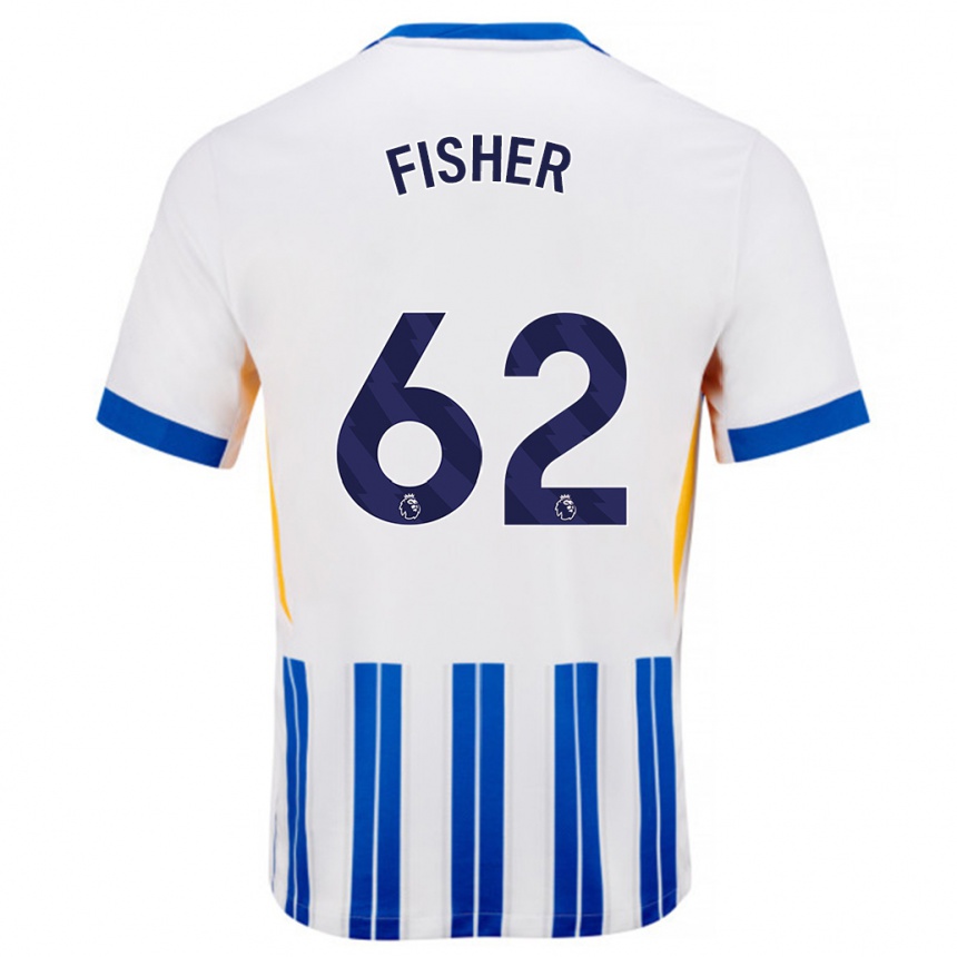 Kids Football Hugo Fisher #62 White Blue Pinstripes Home Jersey 2024/25 T-Shirt