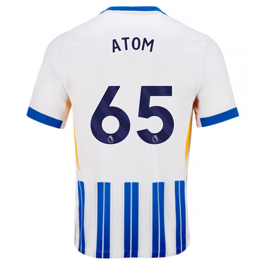 Kids Football Noel Atom #65 White Blue Pinstripes Home Jersey 2024/25 T-Shirt