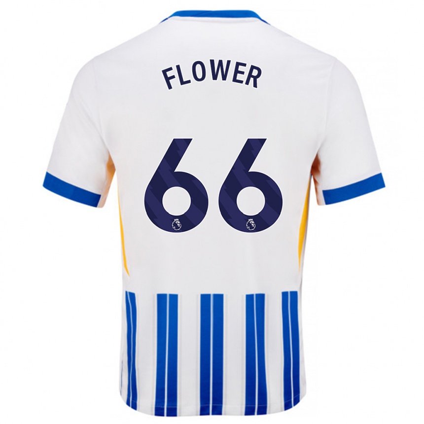 Kids Football Louis Flower #66 White Blue Pinstripes Home Jersey 2024/25 T-Shirt