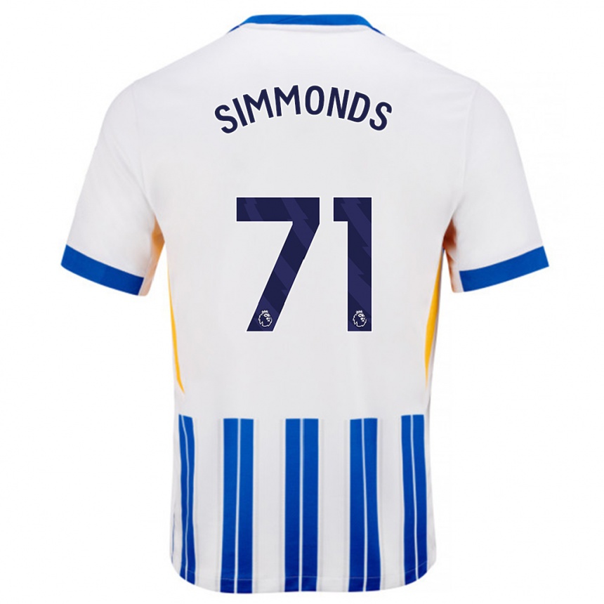 Kids Football Freddie Simmonds #71 White Blue Pinstripes Home Jersey 2024/25 T-Shirt