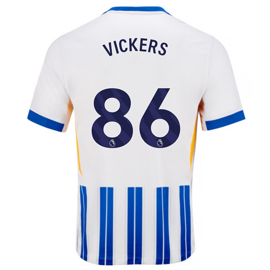 Kids Football Jacob Vickers #86 White Blue Pinstripes Home Jersey 2024/25 T-Shirt