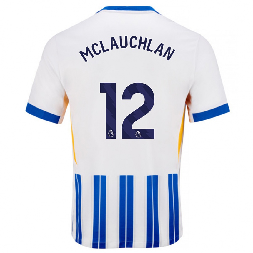 Kids Football Rachel Mclauchlan #12 White Blue Pinstripes Home Jersey 2024/25 T-Shirt