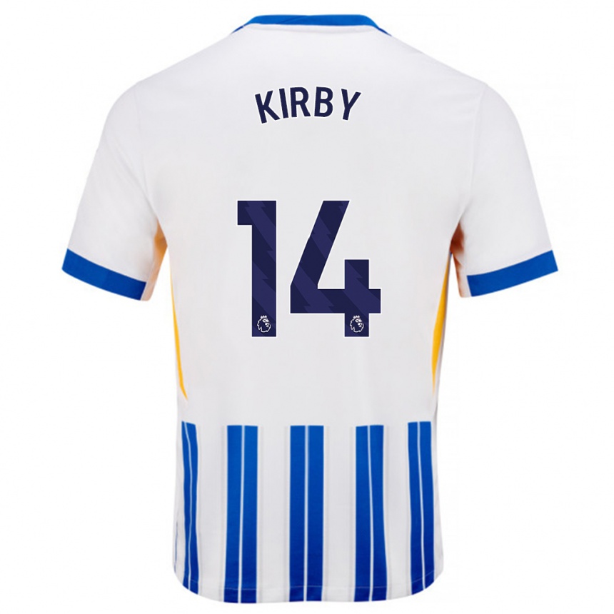 Kids Football Fran Kirby #14 White Blue Pinstripes Home Jersey 2024/25 T-Shirt