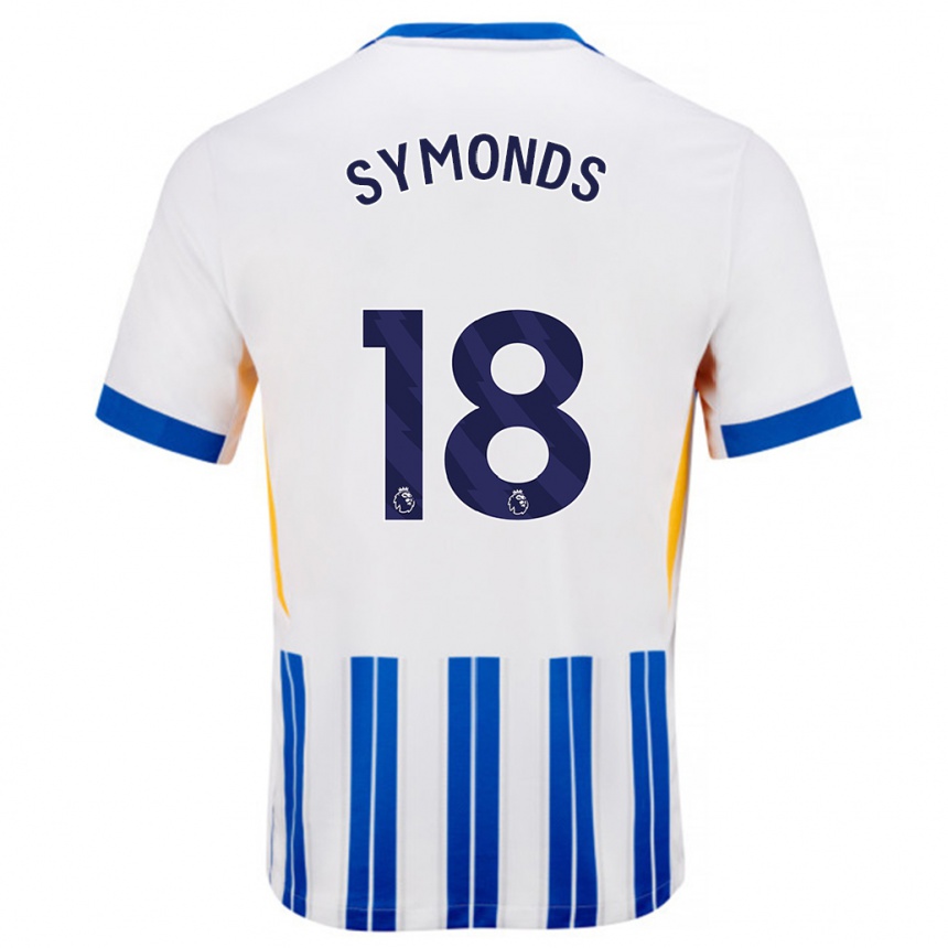 Kids Football Maisie Symonds #18 White Blue Pinstripes Home Jersey 2024/25 T-Shirt