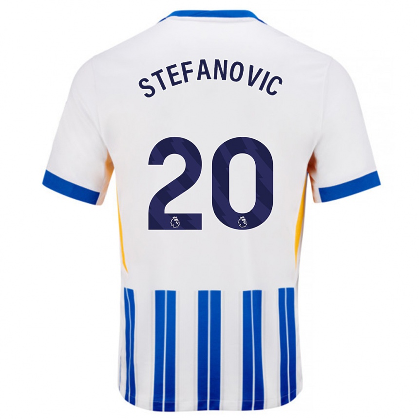 Kids Football Dejana Stefanović #20 White Blue Pinstripes Home Jersey 2024/25 T-Shirt