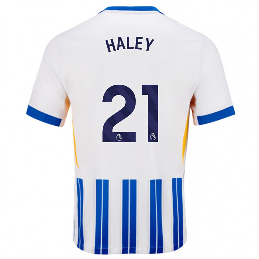 Kids Football Madison Haley #21 White Blue Pinstripes Home Jersey 2024/25 T-Shirt