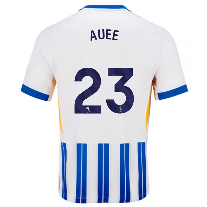 Kids Football Marit Auée #23 White Blue Pinstripes Home Jersey 2024/25 T-Shirt