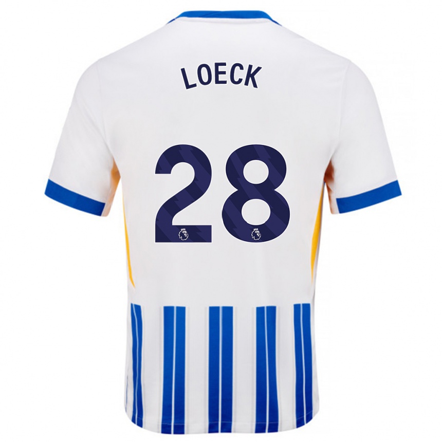 Kids Football Melina Loeck #28 White Blue Pinstripes Home Jersey 2024/25 T-Shirt