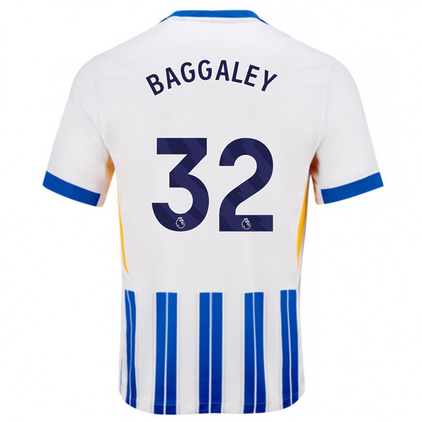 Kids Football Sophie Baggaley #32 White Blue Pinstripes Home Jersey 2024/25 T-Shirt